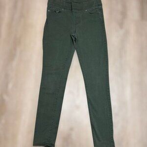High Rise Skinny Leg Pull On Olive Green Elastic